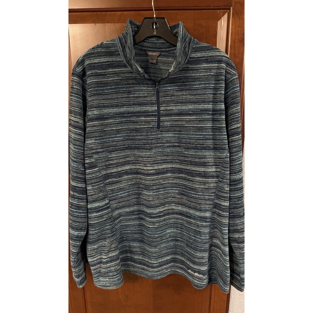 Eddie Bauer Quarter Zip Sweater Women's Size 2XL  Light Weight Stipe Multi Color